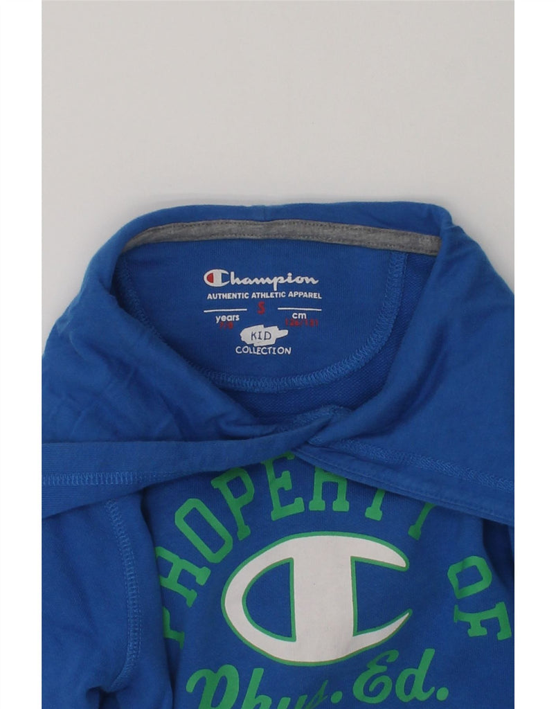 CHAMPION Boys Graphic Hoodie Jumper 7-8 Years Small Blue Cotton | Vintage Champion | Thrift | Second-Hand Champion | Used Clothing | Messina Hembry 