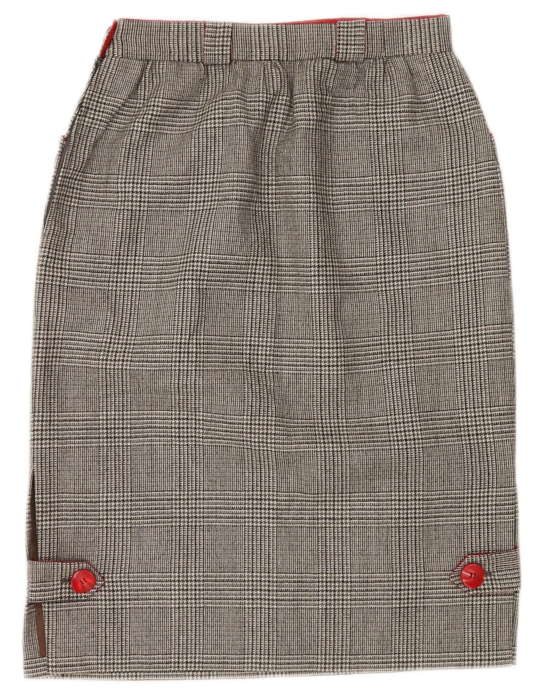 VINTAGE Womens Straight Skirt W26 Small Grey Houndstooth