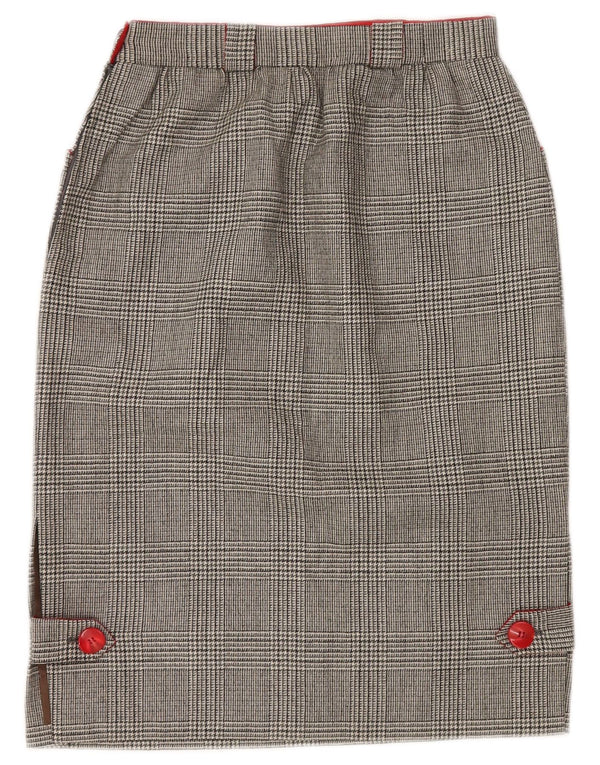 VINTAGE Womens Straight Skirt W26 Small Grey Houndstooth