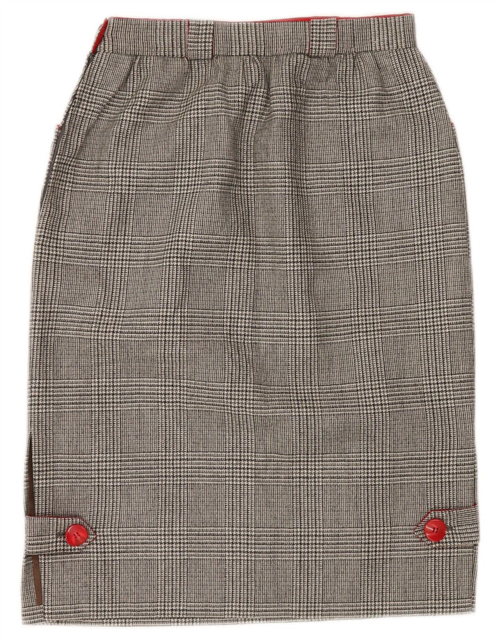 VINTAGE Womens Straight Skirt W26 Small Grey Houndstooth