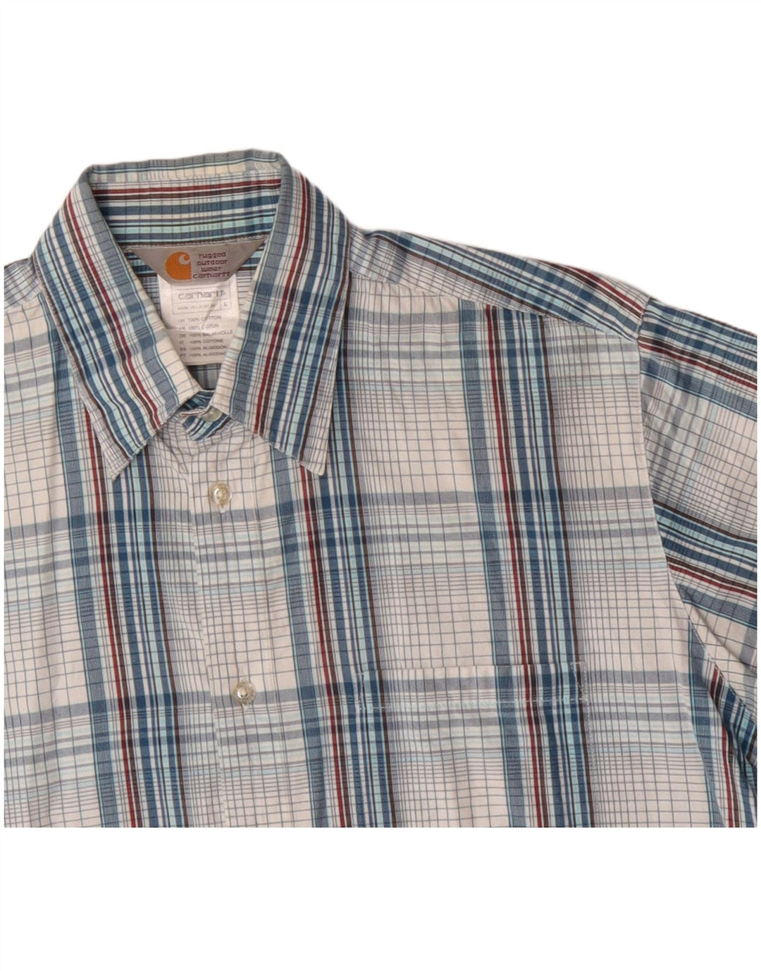 CARHARTT Mens Short Sleeve Shirt Large Blue Check Cotton