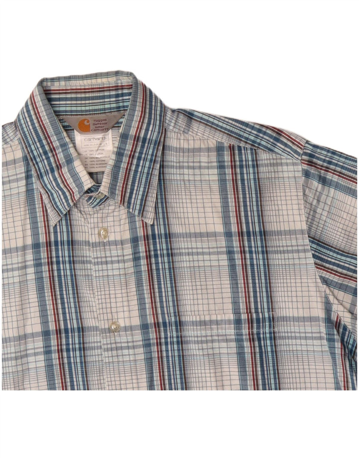 CARHARTT Mens Short Sleeve Shirt Large Blue Check Cotton