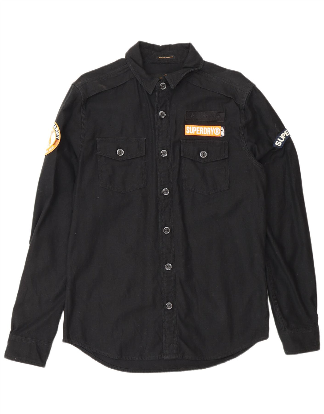 Superdry Mens Military Shirt Large Black Cotton