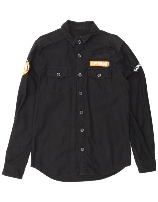 Superdry Mens Military Shirt Large Black Cotton