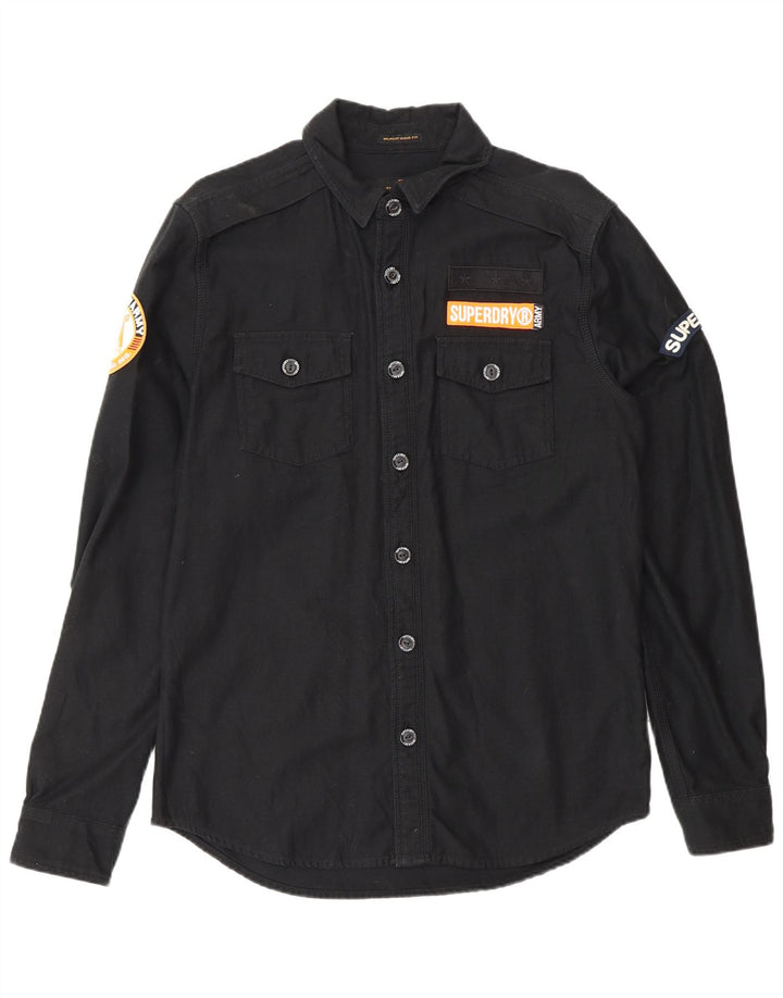 Superdry Mens Military Shirt Large Black Cotton