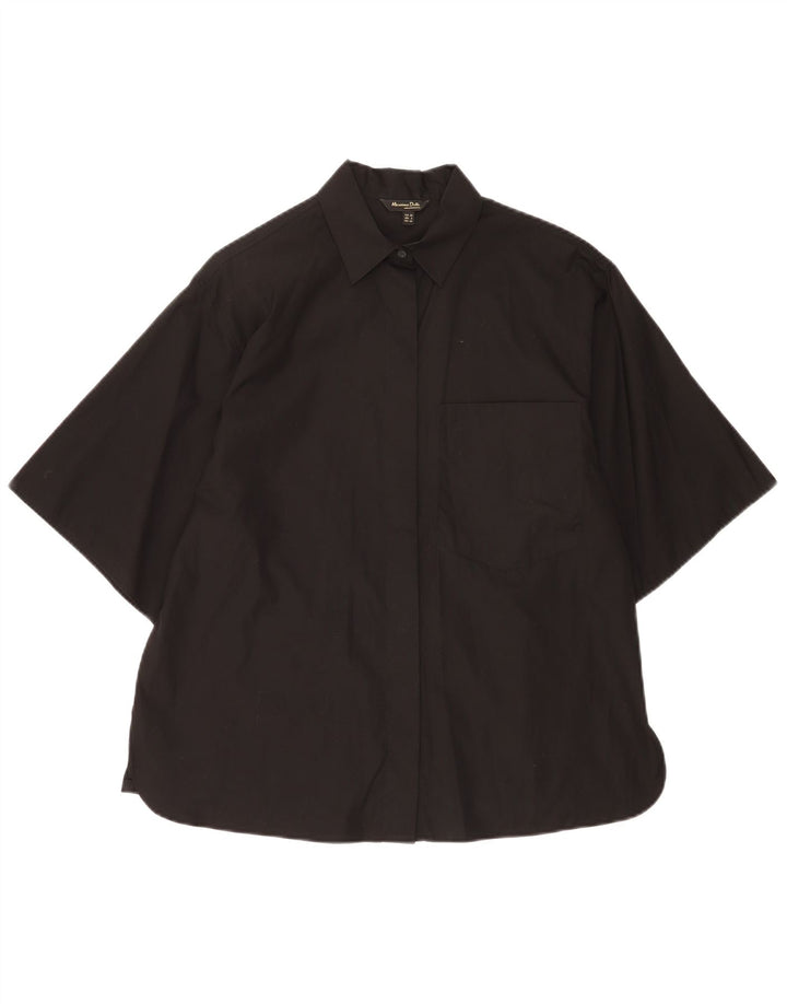 Massimo Dutti Womens Short Sleeve Oversized Shirt EU 34 2XS Black