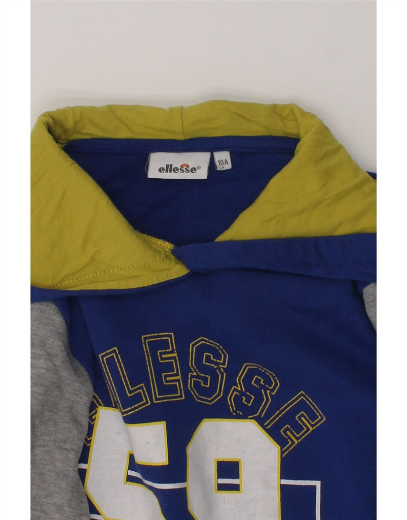 ELLESSE Boys Graphic Hoodie Jumper 9-10 Years Blue Colourblock Cotton | Vintage Ellesse | Thrift | Second-Hand Ellesse | Used Clothing | Messina Hembry 