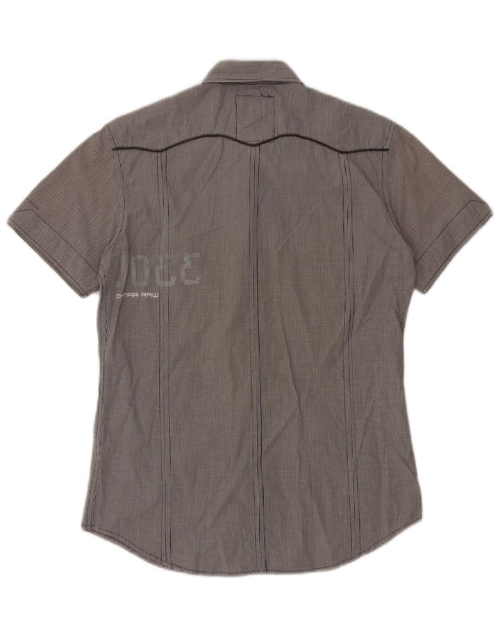 G-Star Mens Short Sleeve Military Shirt Medium Grey Gingham Cotton