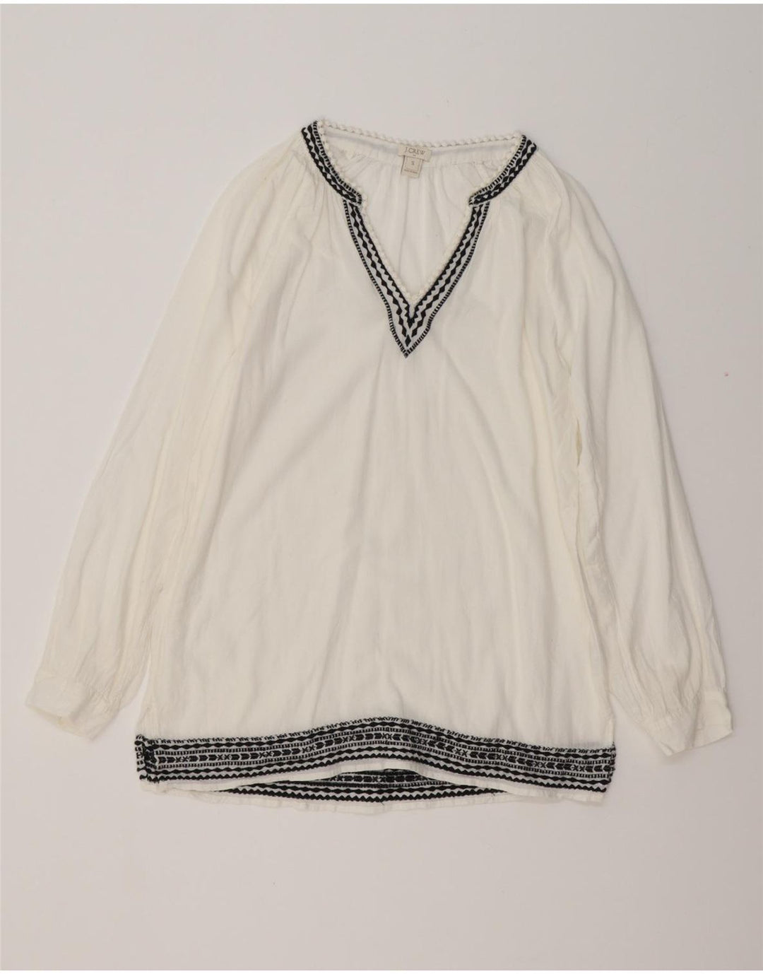 J. CREW Womens Long Sleeve Blouse Top UK 10 Small White Pinstripe Cotton