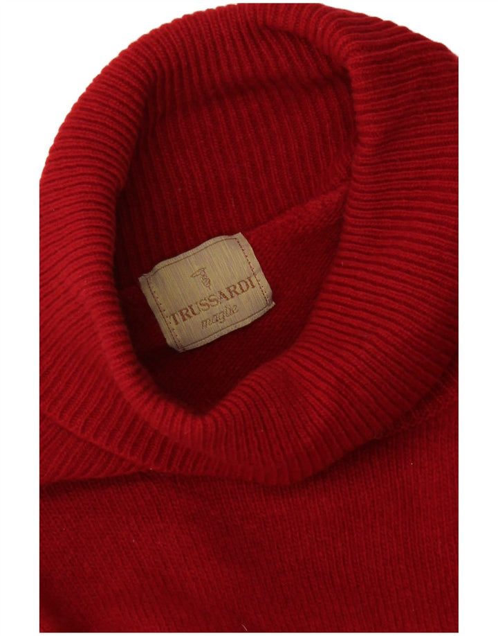 Trussardi Womens Roll Neck Jumper Sweater UK 12 Medium Red