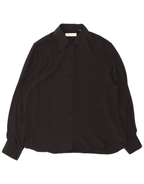 Giovanni Rosmini Womens Shirt Blouse UK 14 Medium Black Silk