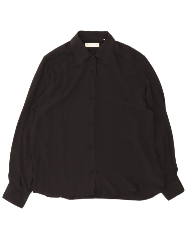 Giovanni Rosmini Womens Shirt Blouse UK 14 Medium Black Silk