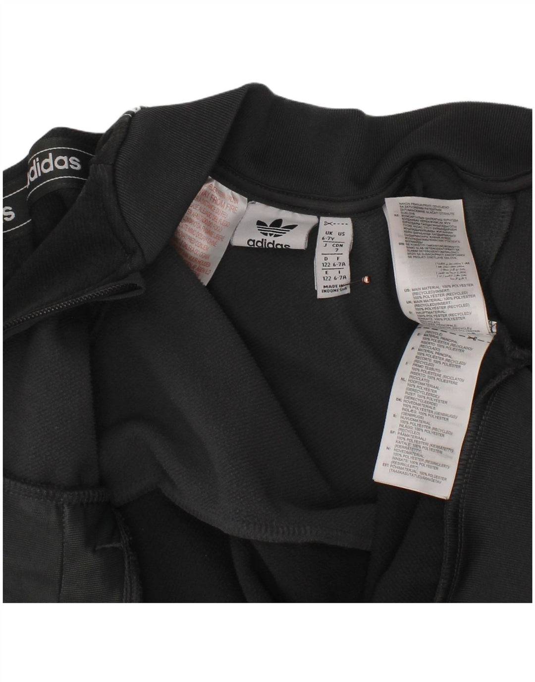 ADIDAS Boys Graphic Tracksuit Top Jacket 6-7 Years Grey Polyester