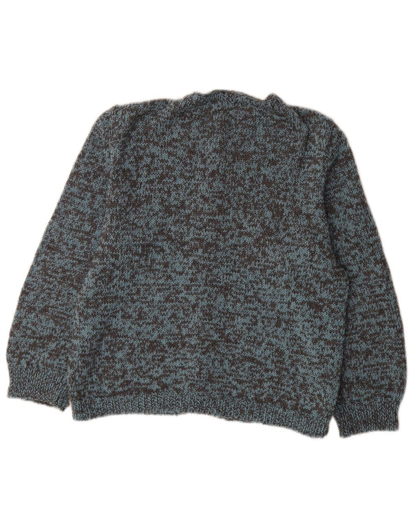 Vintage Womens 3/4 Sleeve Cardigan Sweater UK 12 Medium Blue Flecked