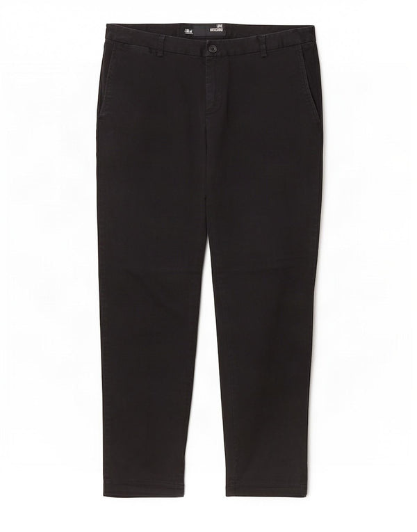 Moschino Mens Slim Chino Trousers EU 52 XL W36 L30 Black Cotton