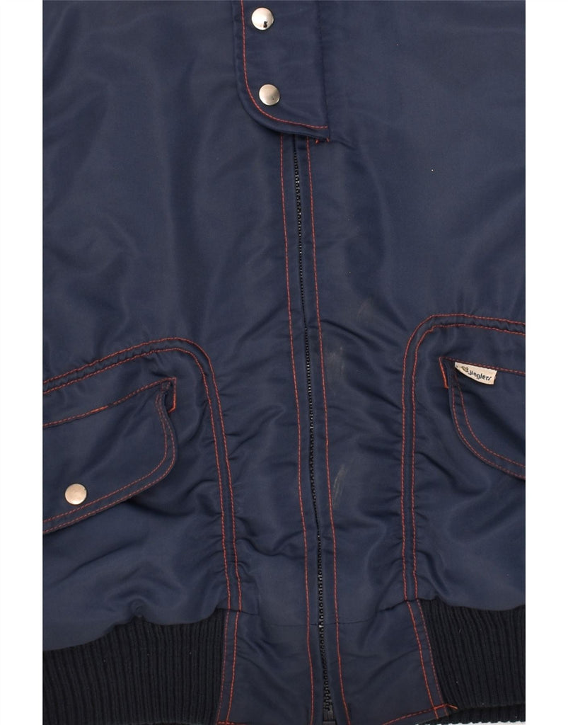 JINGLERS Mens MA-1 Flight Jacket IT 50 Large Navy Blue Nylon | Vintage Jinglers | Thrift | Second-Hand Jinglers | Used Clothing | Messina Hembry 
