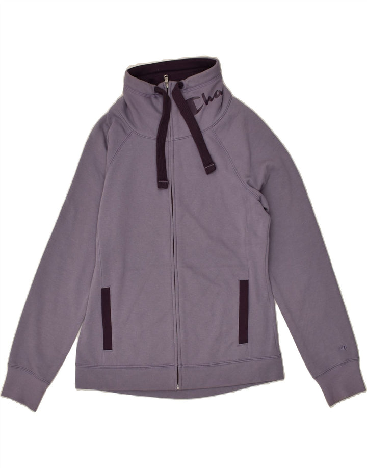 CHAMPION Womens Graphic Tracksuit Top Jacket UK 14 Medium Purple Cotton | Vintage Champion | Thrift | Second-Hand Champion | Used Clothing | Messina Hembry 