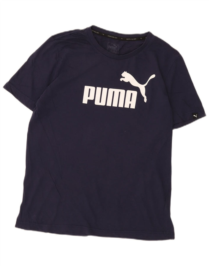 PUMA Mens Graphic T-Shirt Top Small Navy Blue Cotton