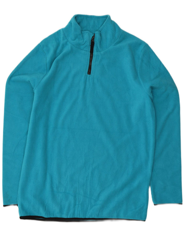 Here & There Mens Zip Neck Fleece Jumper Medium Blue Polyester