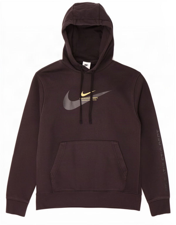 Nike Mens Graphic Hoodie Jumper Medium Black Cotton