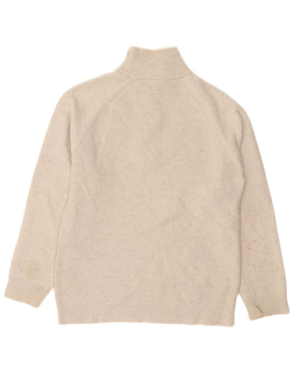 Reiss Womens Zip Neck Jumper Sweater UK 18 XL Beige Flecked Wool