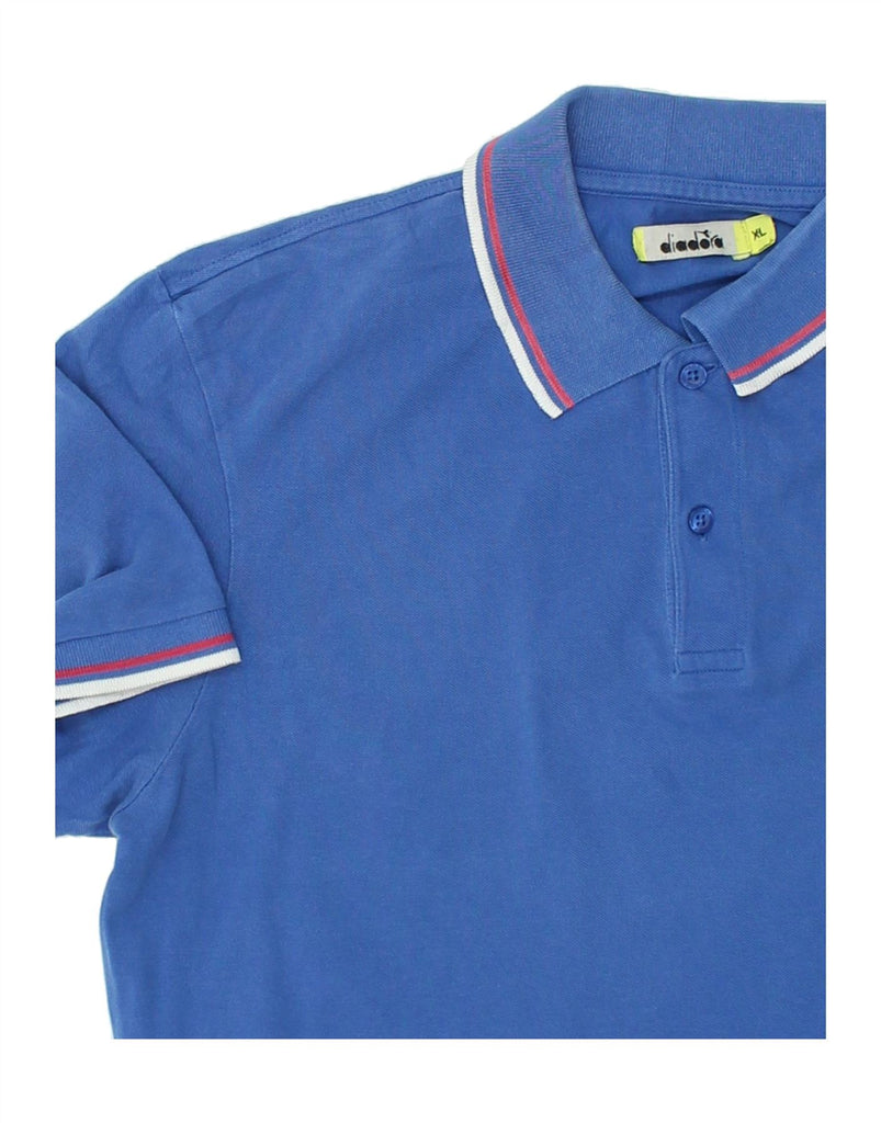 DIADORA Mens Slim Polo Shirt XL Blue Cotton | Vintage Diadora | Thrift | Second-Hand Diadora | Used Clothing | Messina Hembry 