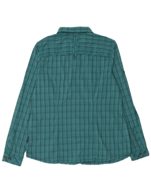 Jack Wolfskin Womens Slim Fit Shirt UK 18 XL Green Check Polyamide