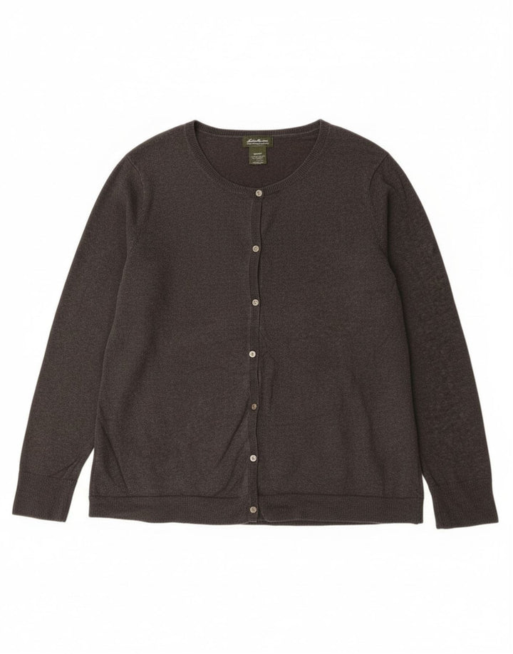 Eddie Bauer Womens Cardigan Sweater UK 20 2XL Grey Cotton