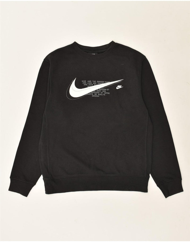 NIKE Mens Graphic Sweatshirt Jumper Small Black Cotton | Vintage Nike | Thrift | Second-Hand Nike | Used Clothing | Messina Hembry 