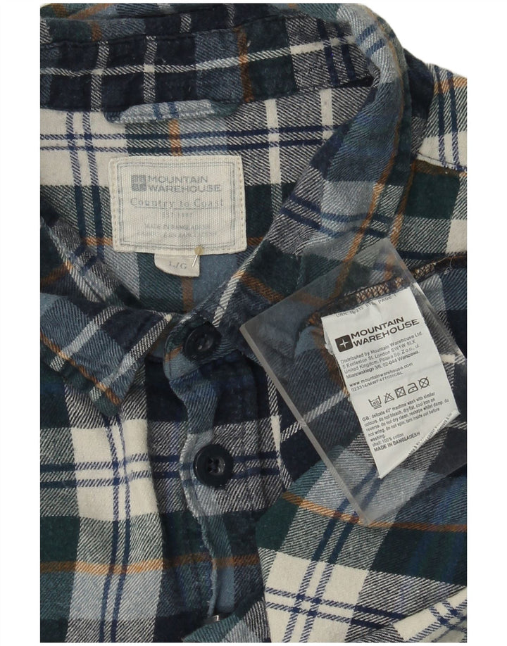 MOUNTAIN WAREHOUSE Mens Flannel Shirt Large Blue Check Cotton