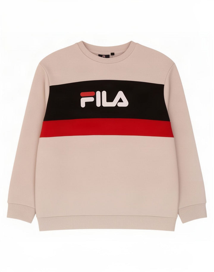 Fila Mens Graphic Sweatshirt Jumper Medium White Colourblock