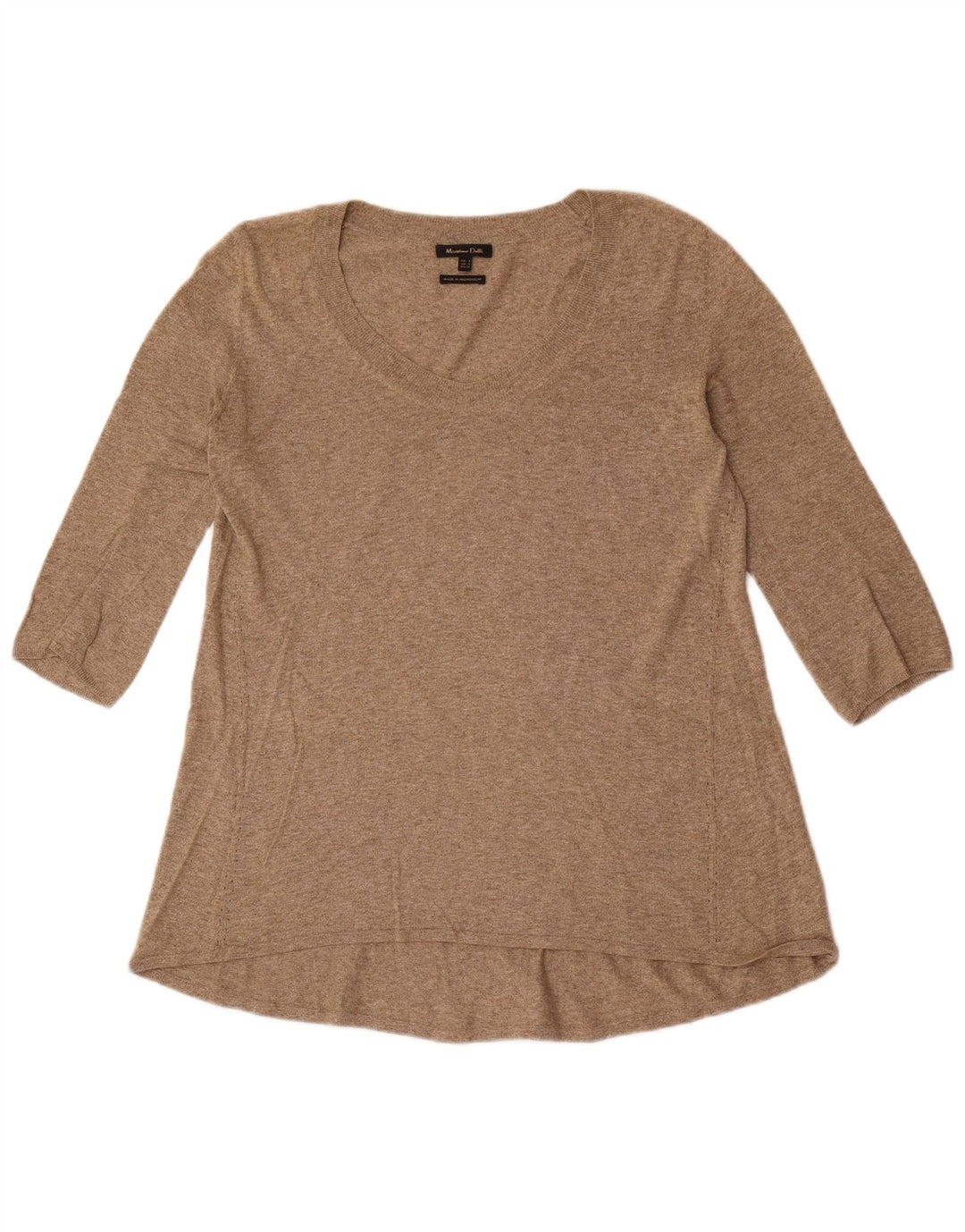Massimo Dutti Womens Top 3/4 Sleeve UK 10 Small Brown