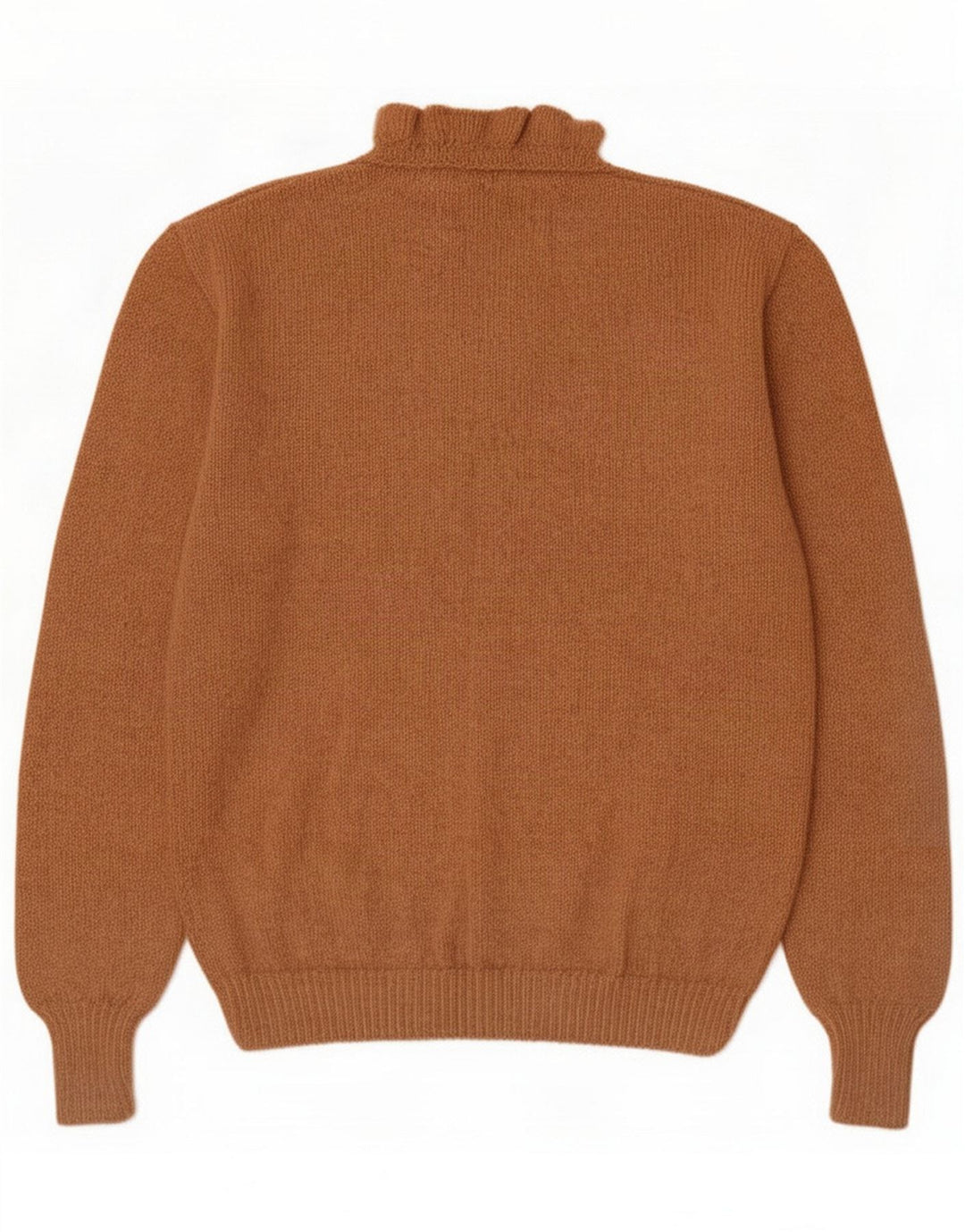 Vintage Womens Button Neck Jumper Sweater UK 14 Medium Brown