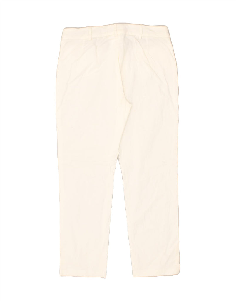 MAX MARA Womens Slim Casual Trousers UK 8 Small W30 L25 Off White Cotton | Vintage Max Mara | Thrift | Second-Hand Max Mara | Used Clothing | Messina Hembry 
