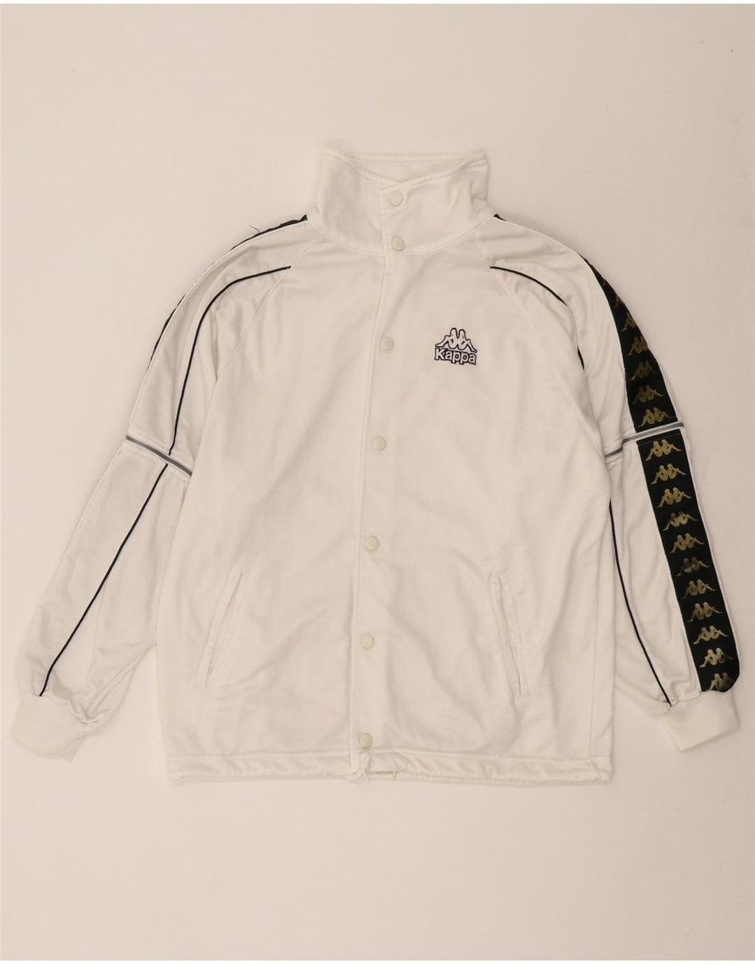 KAPPA Mens Graphic Tracksuit Top Jacket Medium White Colourblock Polyester