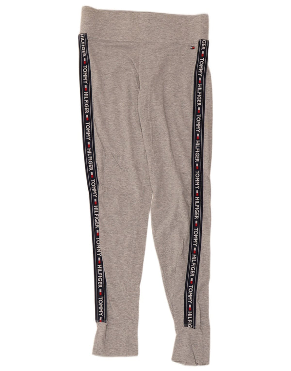 Tommy Hilfiger Womens Graphic Leggings UK 12 Medium Grey Colourblock Cotton