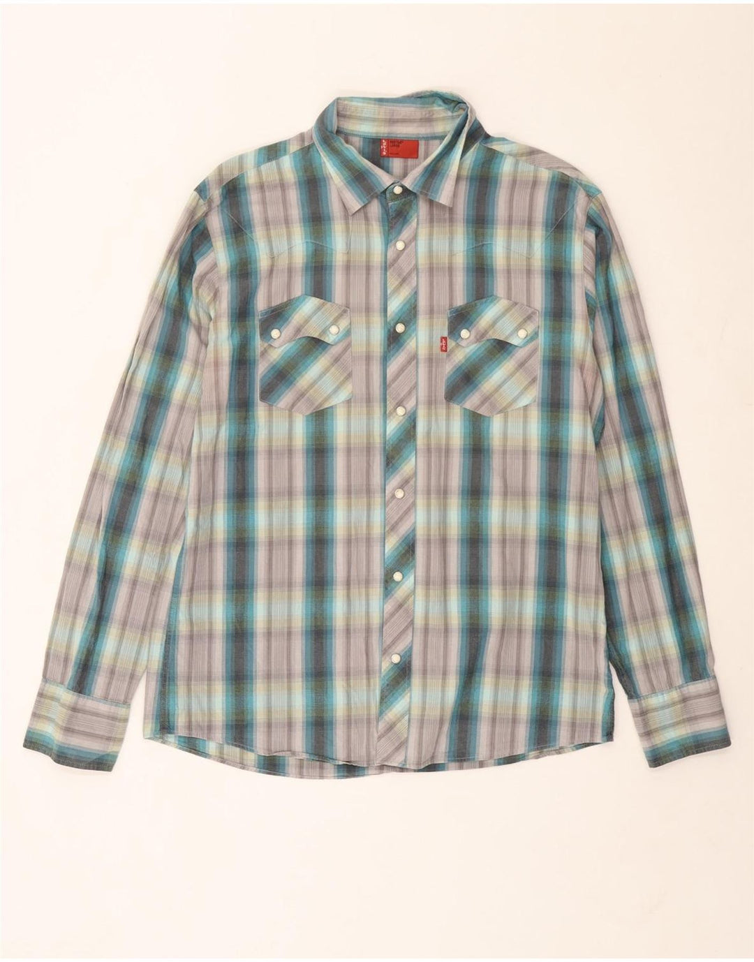 Levi's Mens Shirt Large Green Check Cotton