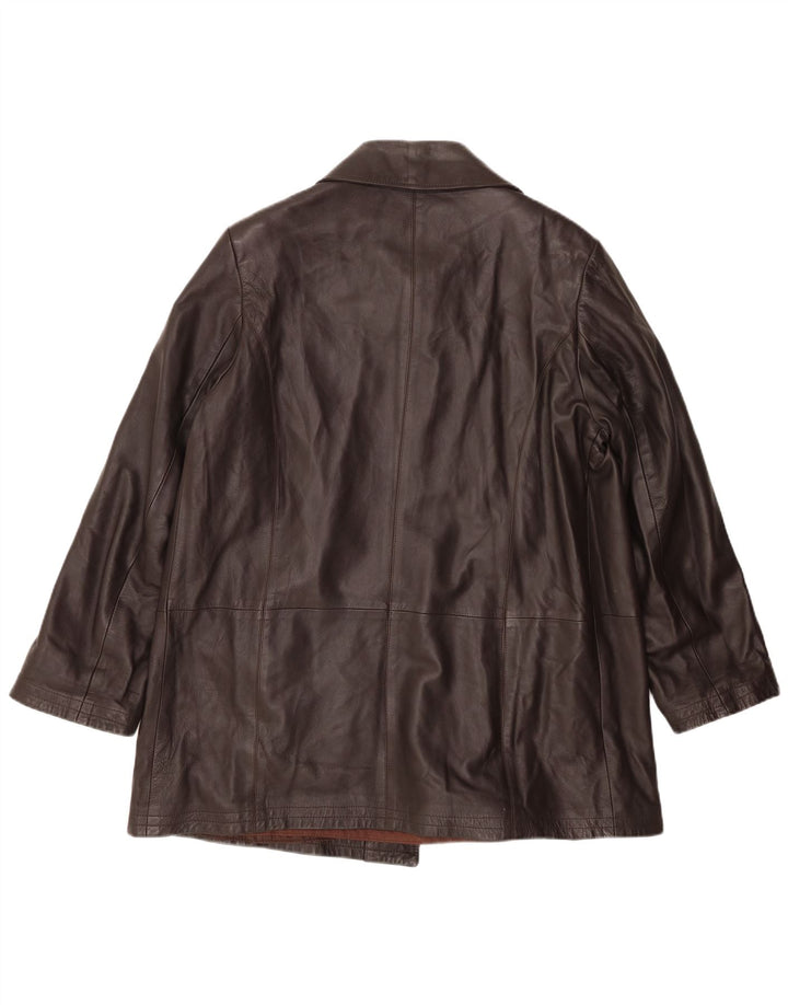 MICHELANGELO Womens Leather Coat IT 46 Large Brown Leather