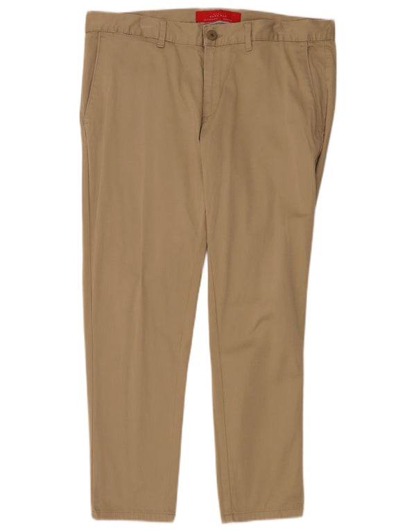 Zara Mens Slim Cropped Trousers EU 42 Large W32 L26 Beige Cotton