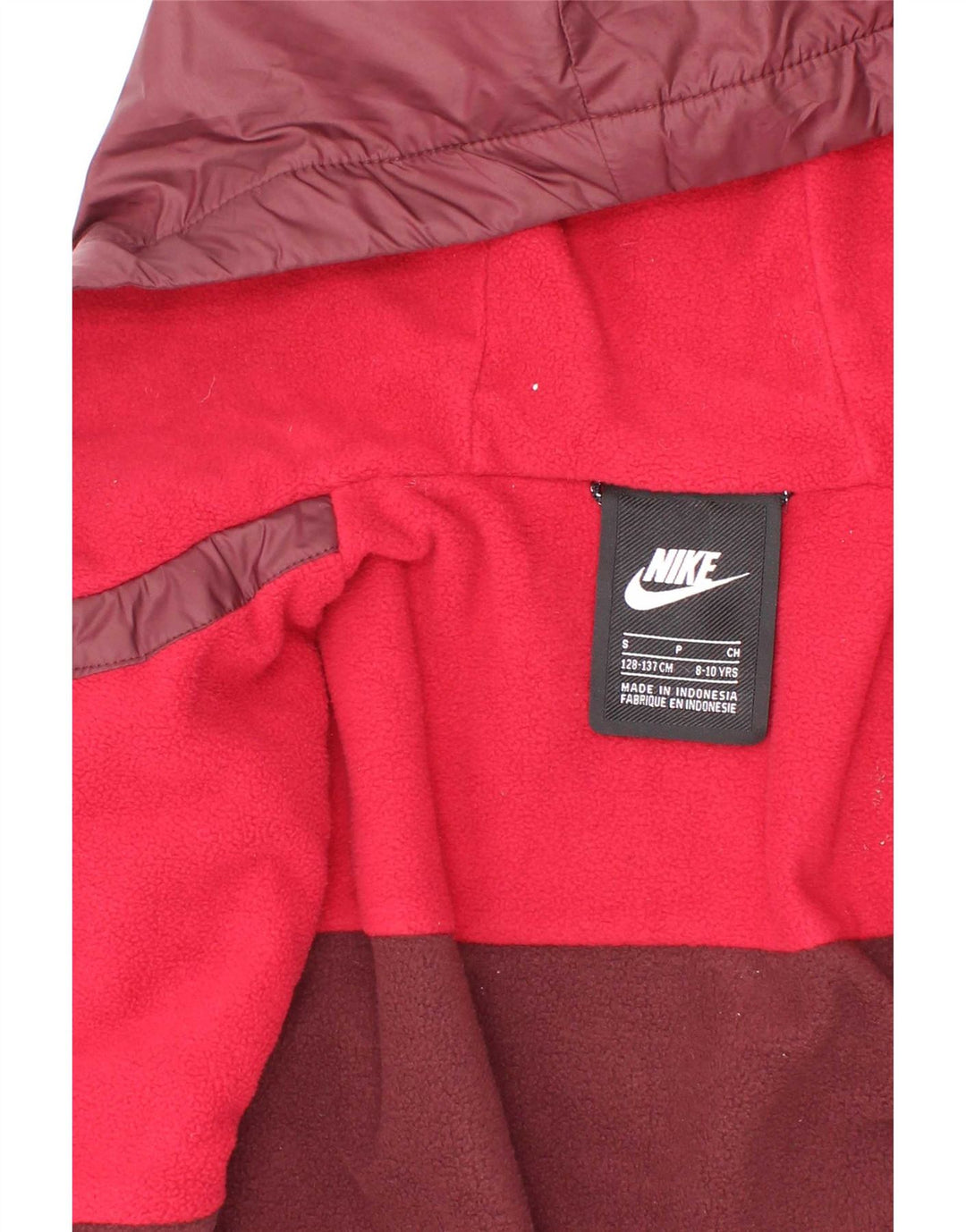Nike Boys Hooded Windbreaker Jacket 8-9 Years Small Burgundy Polyester