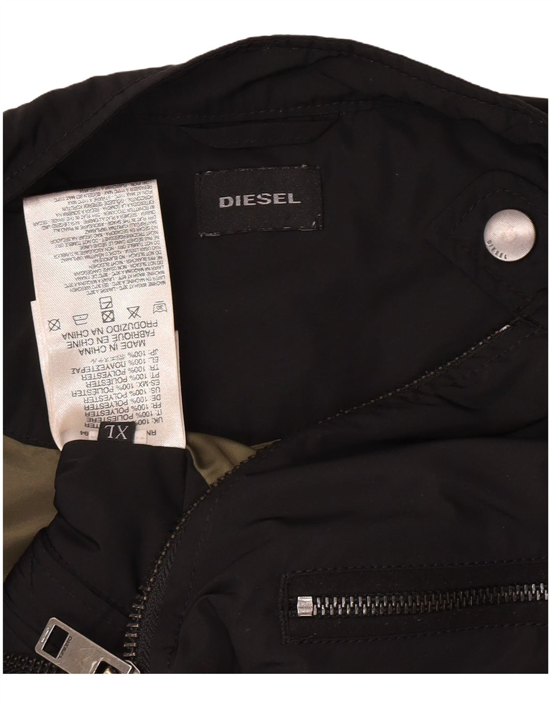 Diesel Mens Biker Jacket UK 42 XL Black Polyester