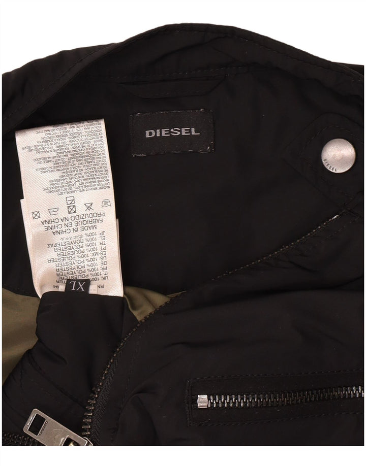 Diesel Mens Biker Jacket UK 42 XL Black Polyester