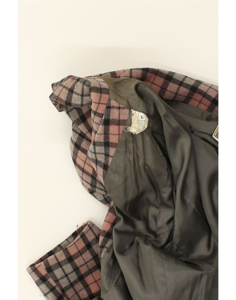 STEFANEL Womens 3 Button Blazer Jacket UK 16 Large Grey Check Wool | Vintage Stefanel | Thrift | Second-Hand Stefanel | Used Clothing | Messina Hembry 