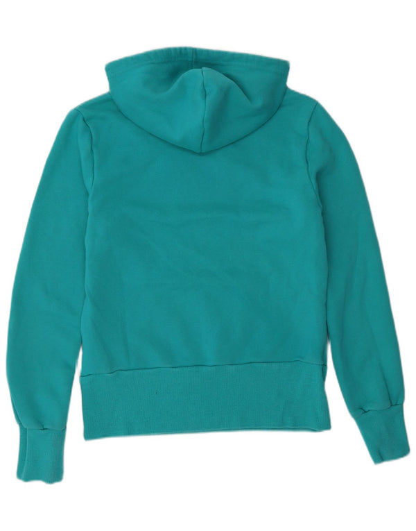 Adidas Womens Graphic Hoodie Jumper UK 10 Small Turquoise Cotton