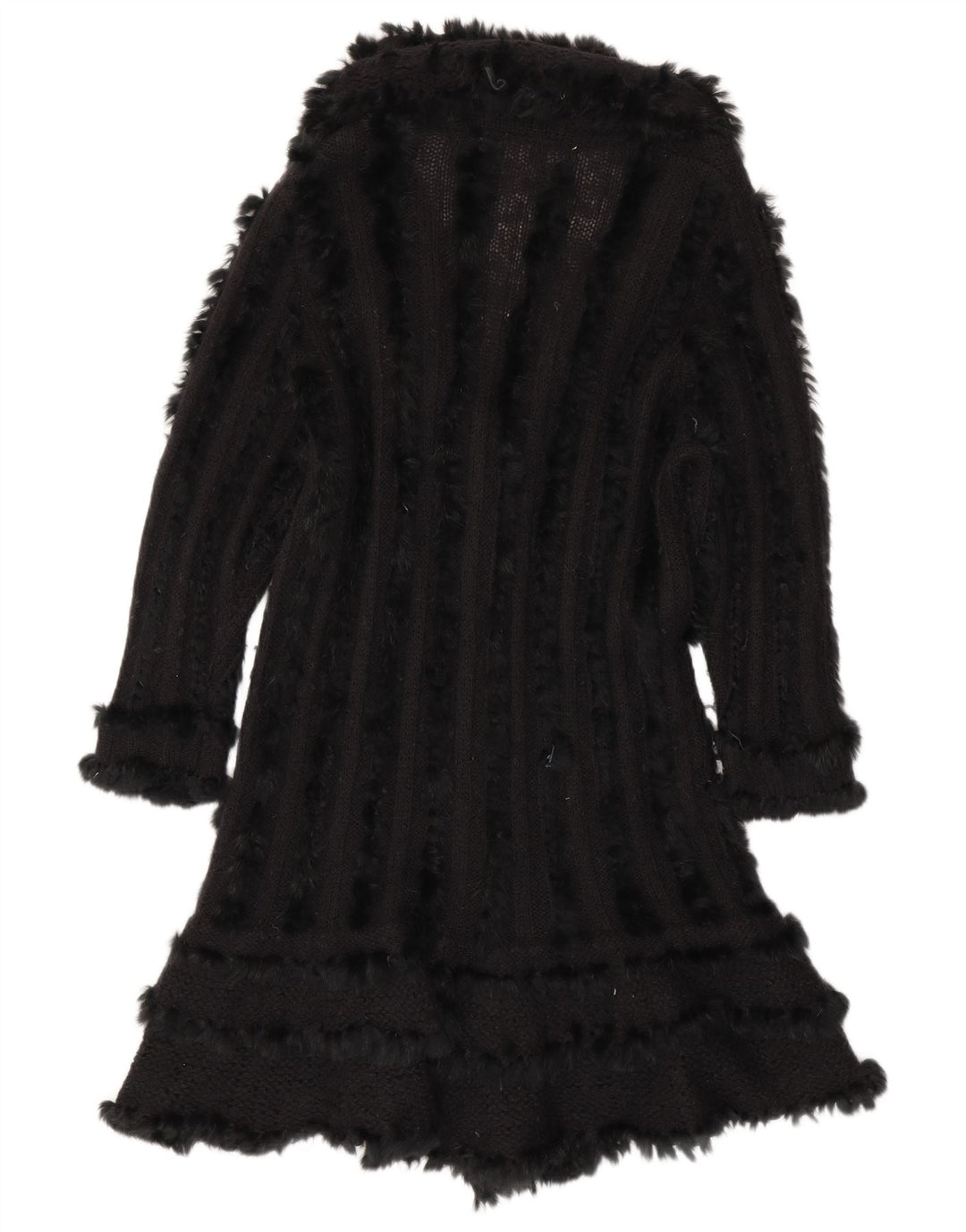 Vintage Womens Longline Cardigan Sweater UK 14 Medium Black Wool