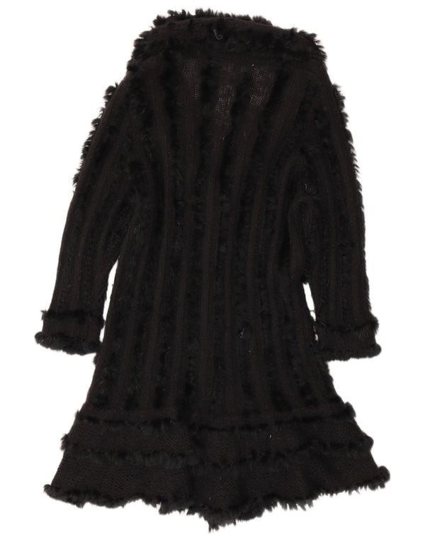 Vintage Womens Longline Cardigan Sweater UK 14 Medium Black Wool