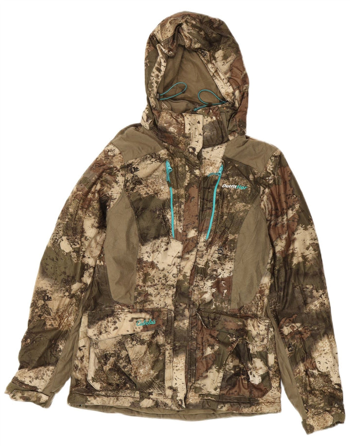 CABELA'S Womens Oversized Windbreaker Jacket UK 6 XS Khaki Camouflage