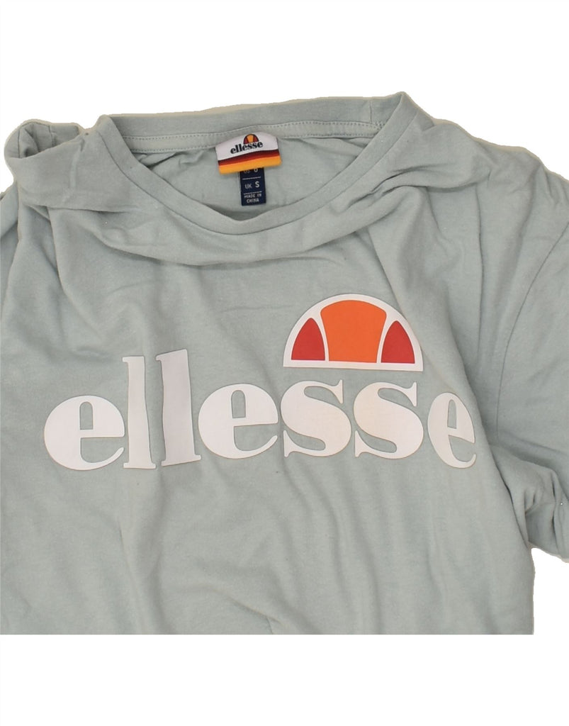 ELLESSE Womens Oversized Crop Graphic T-Shirt Top UK 10 Small Grey Cotton | Vintage Ellesse | Thrift | Second-Hand Ellesse | Used Clothing | Messina Hembry 