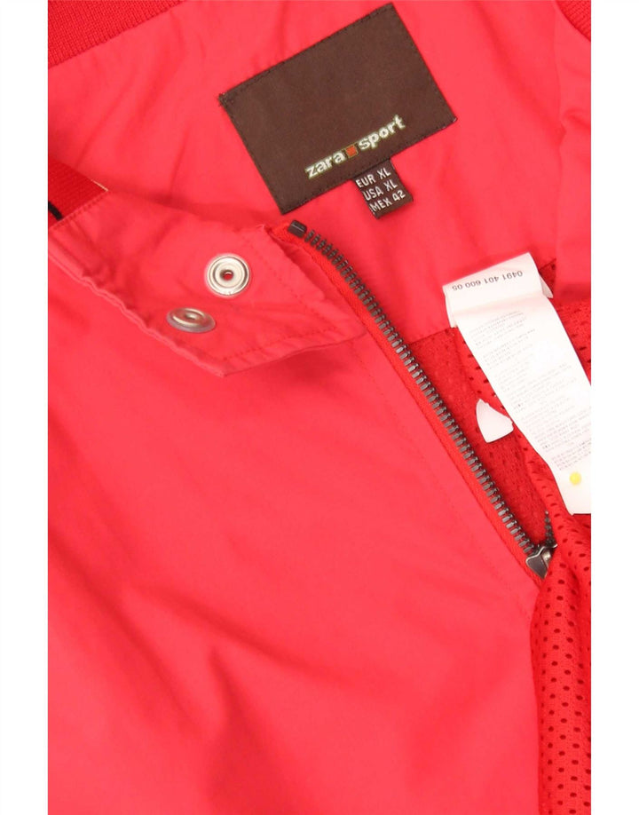 Zara Mens Bomber Jacket UK 42 XL Red Nylon