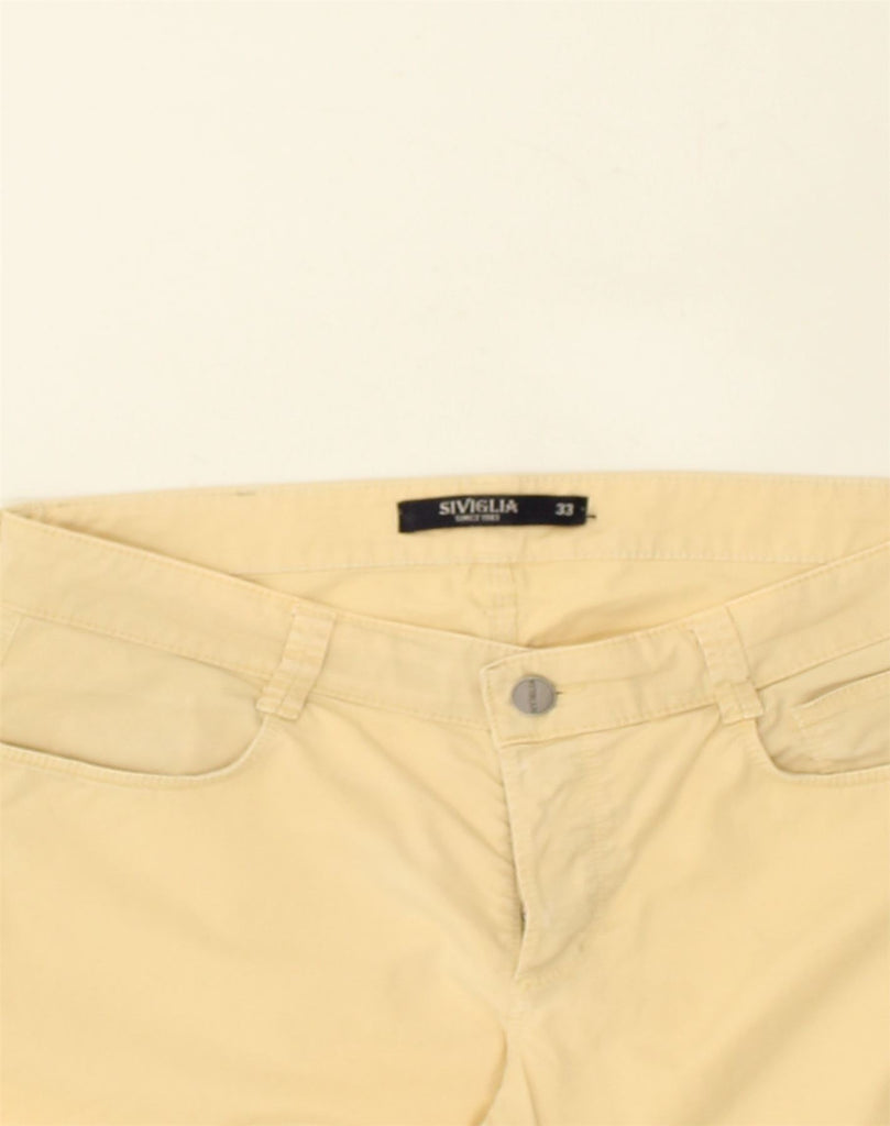 SIVIGLIA Mens Straight Casual Trousers W33 L33 Beige Cotton | Vintage SIVIGLIA | Thrift | Second-Hand SIVIGLIA | Used Clothing | Messina Hembry 